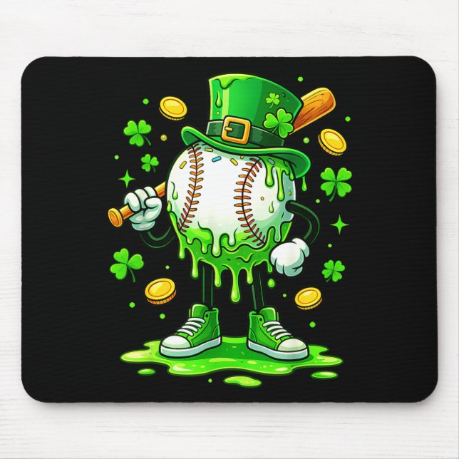St Patrick Day Baseball Drip Ice Cream Baseball  Mouse Mat (Front)