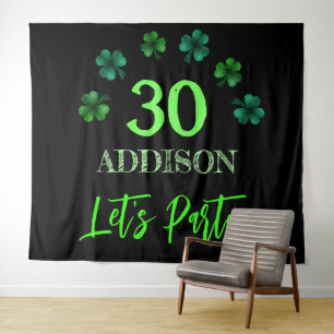 St Patrick Day Birthday Lets party backdrop Tapestry