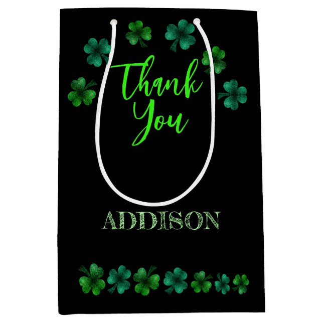 St Patrick Day Birthday Lets party shamrock Medium Gift Bag (Front)