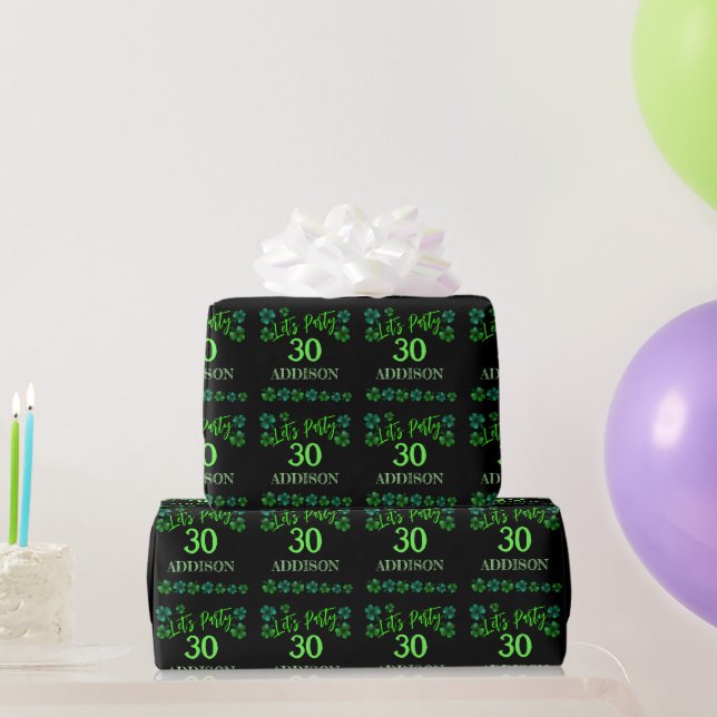 St Patrick Day Birthday Lets party shamrock Wrapping Paper (Party Gifts)