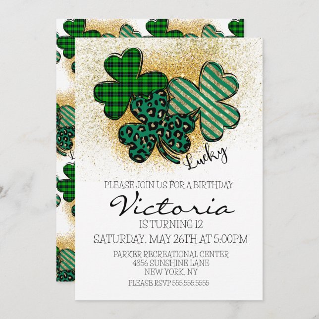 St Patrick Day Birthday Party Invitation (Front/Back)