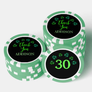 St Patrick Day Birthday party shamrock Thank you Poker Chips