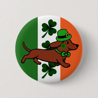 St. Patrick Day Dachshund Cartoon ７ 6 Cm Round Badge