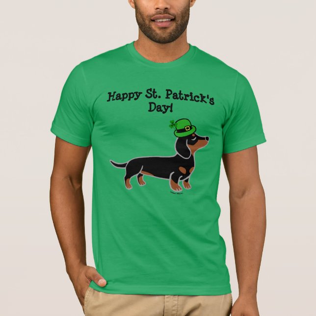 St. Patrick Day Dachshund Cartoon 5 T-Shirt (Front)