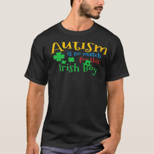 St Patrick Day Four Leaf C Leprechaun Autism Aware T-Shirt