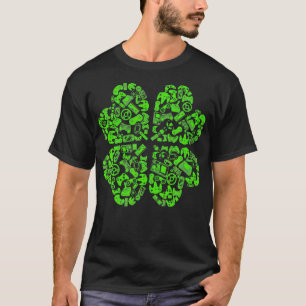 St Patrick Day Gaming 4 Leaf Clover Shamrock Funny T-Shirt