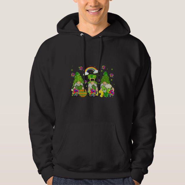 St Patrick Day Gnome Puzzle Pieces Shamrock Autism Hoodie (Front)