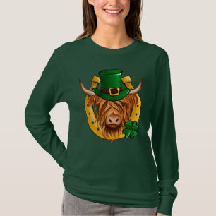 St Patrick Day Highland Cow Graphic T-Shirt