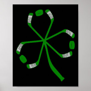 St Patrick Day Ice Hockey Sticks Shamrock Green Co Poster