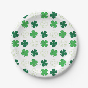 St. Patrick Day Irish Green Shamrocks Paper Plate
