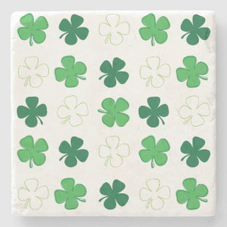St. Patrick Day Irish Green Shamrocks Stone Coaster