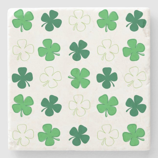 St. Patrick Day Irish Green Shamrocks Stone Coaster (Front)