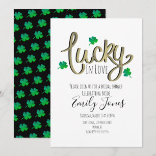 St Patrick Day Lucky In Love Gold Bridal Shower   Invitation