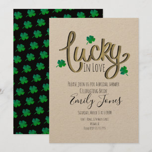 St Patrick Day Lucky In Love Gold Bridal Shower   Invitation