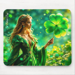 St Patrick Day mystical princess clover magic Mouse Mat