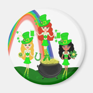 St Patrick Day’s Leprechaunettes Round Magnet