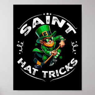 St Patrick Day Saint Hat Trick Funny Hockey Boy Ki Poster