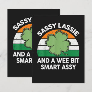St Patrick Day Sassy Lassie Funny Shamrock Irish Card