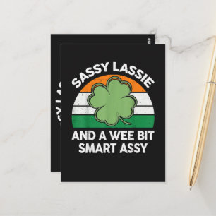 St Patrick Day Sassy Lassie Funny Shamrock Irish Postcard