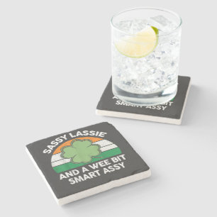 St Patrick Day Sassy Lassie Funny Shamrock Irish Stone Coaster