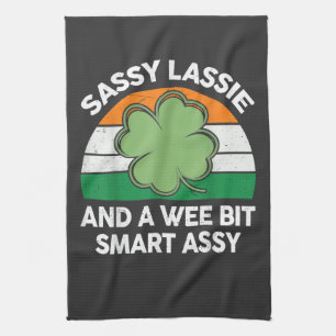 St Patrick Day Sassy Lassie Funny Shamrock Irish Tea Towel