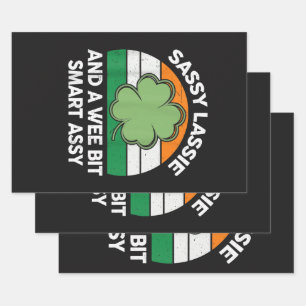 St Patrick Day Sassy Lassie Funny Shamrock Irish Wrapping Paper Sheet