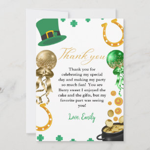 St Patrick day Shamrock Birthday Thank you Card