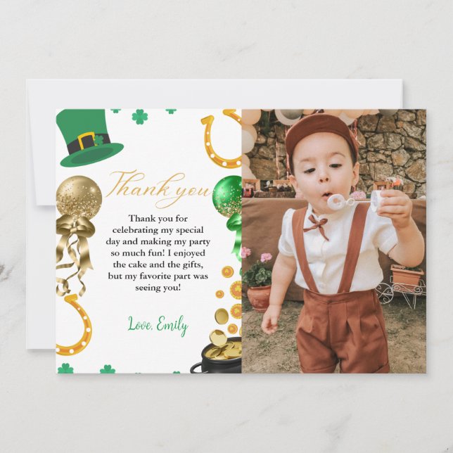 St Patrick day Shamrock  Birthday Thank you Card (Front)