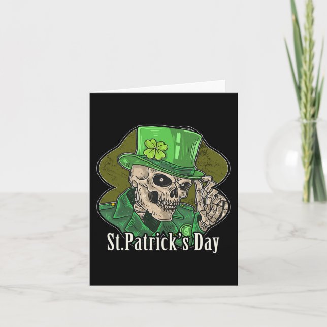 St. Patrick Day Skeleton Clover Fun Sarcastic  Card (Front)