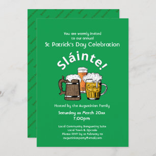 St Patrick' Day Sláinte Cheers & Beers Party Invitation