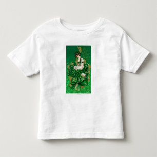 St. Patrick Day Souvenir Woman on Clover Scene Toddler T-Shirt