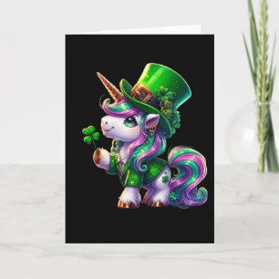 St Patrick Day Tees Irish Unicorn Girls Kids Women Card