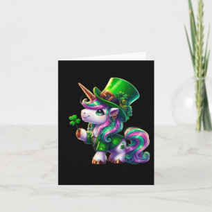 St Patrick Day Tees Irish Unicorn Girls Kids Women Card