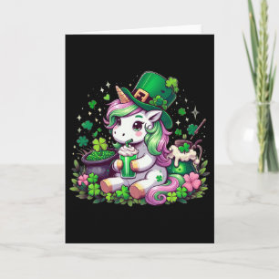 St Patrick Day Tees Irish Unicorn Girls Kids Women Card
