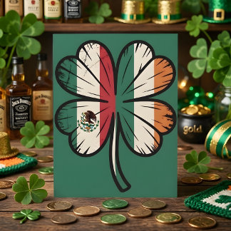 St Patrick Days Mexico Irish Shamrock Holiday Card