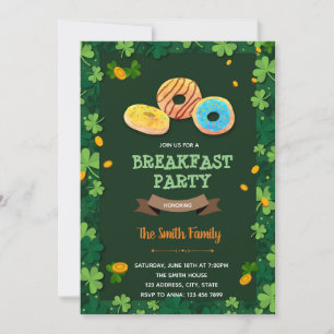 St Patrick doughnut breakfast theme Invitation