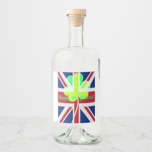 St. Patrick Flag Irish Shamrock Union Jack Funny Liquor Bottle Label