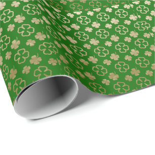 St Patrick Gold Green Wrapping Paper