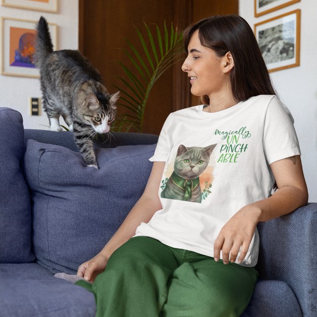 St Patrick Grey Cat Magically Un Pinchable Tri-Blend Shirt (Creator Uploaded)
