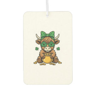 St Patrick Highland Cow Pot of Gold Vintage Art_1 Car Air Freshener