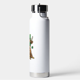 St Patrick Highland Cow Pot of Gold Vintage Art_1 Water Bottle