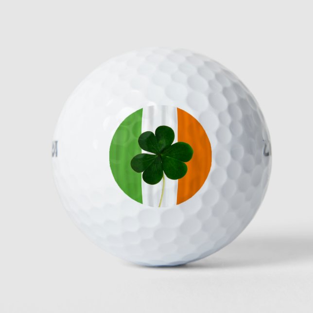 St. Patrick Ireland Shamrock Clover Irish Flag Golf Balls (Front)