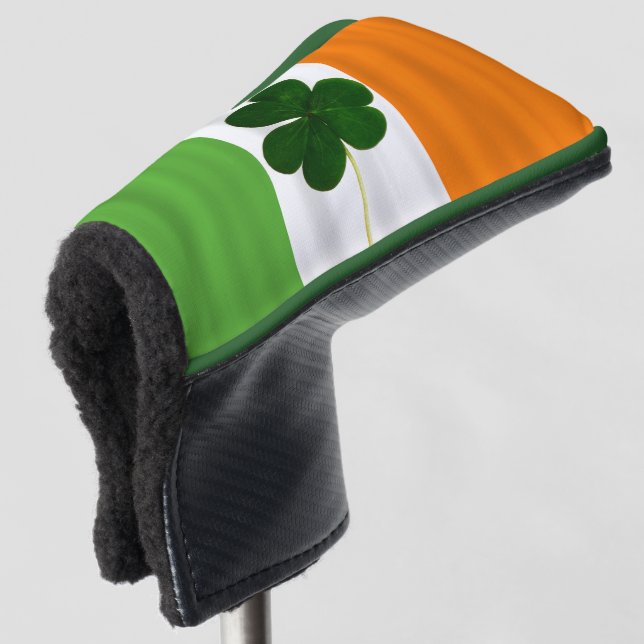 St. Patrick Ireland Shamrock Clover Irish Flag Golf Head Cover (3/4 Front)