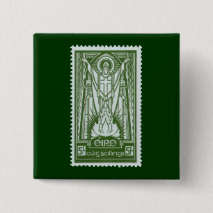 St. Patrick Irish Postage Stamp 15 Cm Square Badge