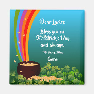 St. Patrick lucky clovers, rainbow and pot of gold Magnet