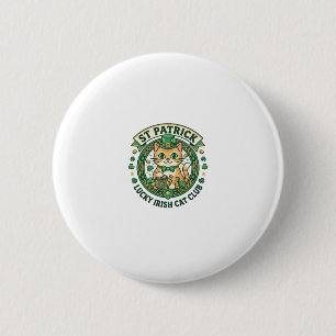 St Patrick Lucky Irish Cat Cute Cat T-Shirt Design 6 Cm Round Badge