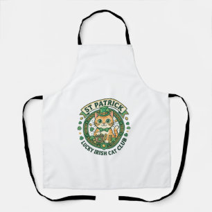 St Patrick Lucky Irish Cat Cute Cat T-Shirt Design Apron