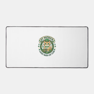St Patrick Lucky Irish Cat Cute Cat T-Shirt Design Desk Mat