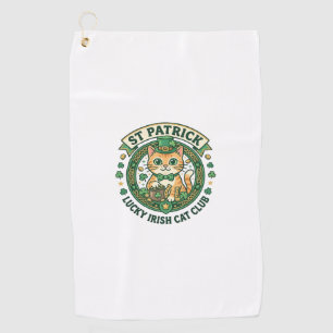 St Patrick Lucky Irish Cat Cute Cat T-Shirt Design Golf Towel