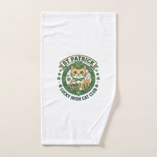 St Patrick Lucky Irish Cat Cute Cat T-Shirt Design Hand Towel